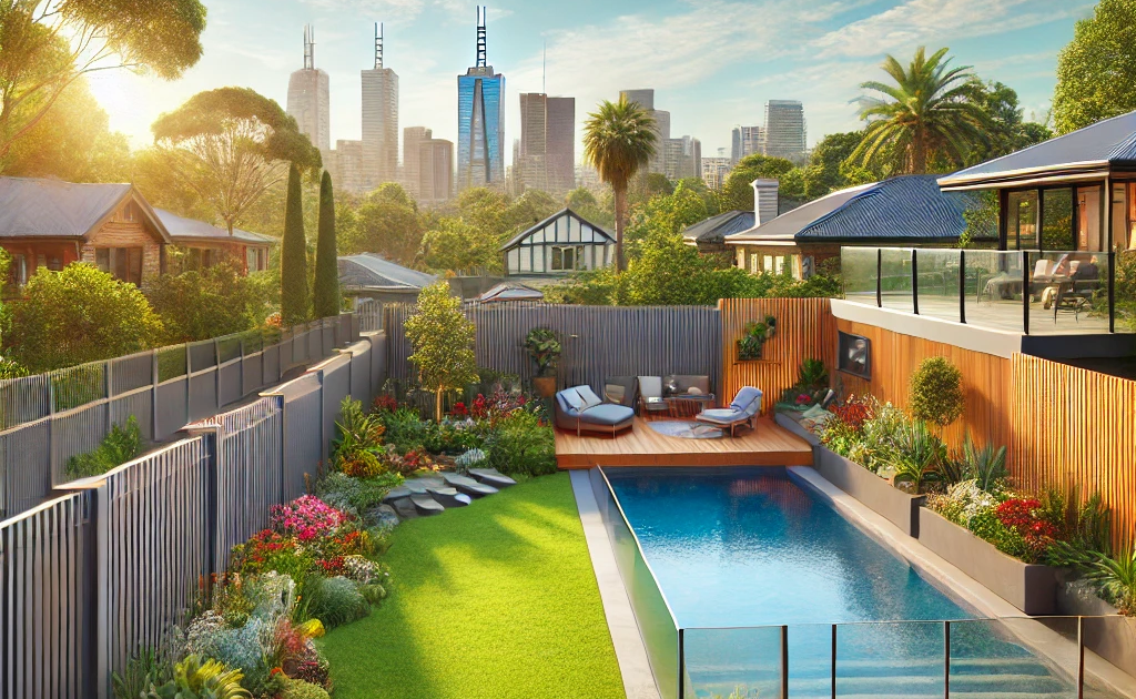 Modern fencing solution featuring sleek wooden panels for Melbourne backyards